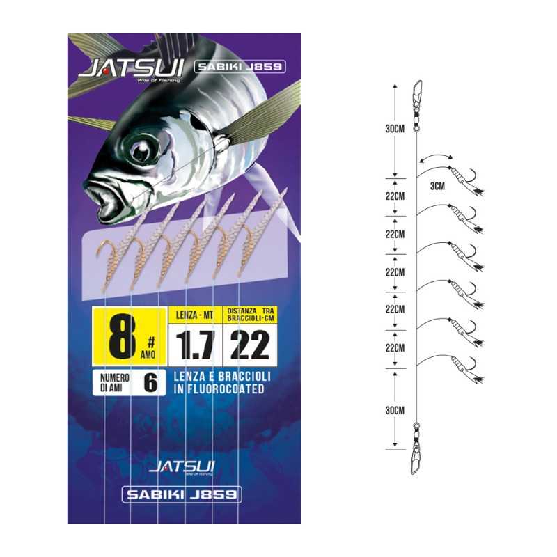 Jatsui Sabiki J859 6 Ami Finali Pronti Sabiki |CentroPescaBrando
